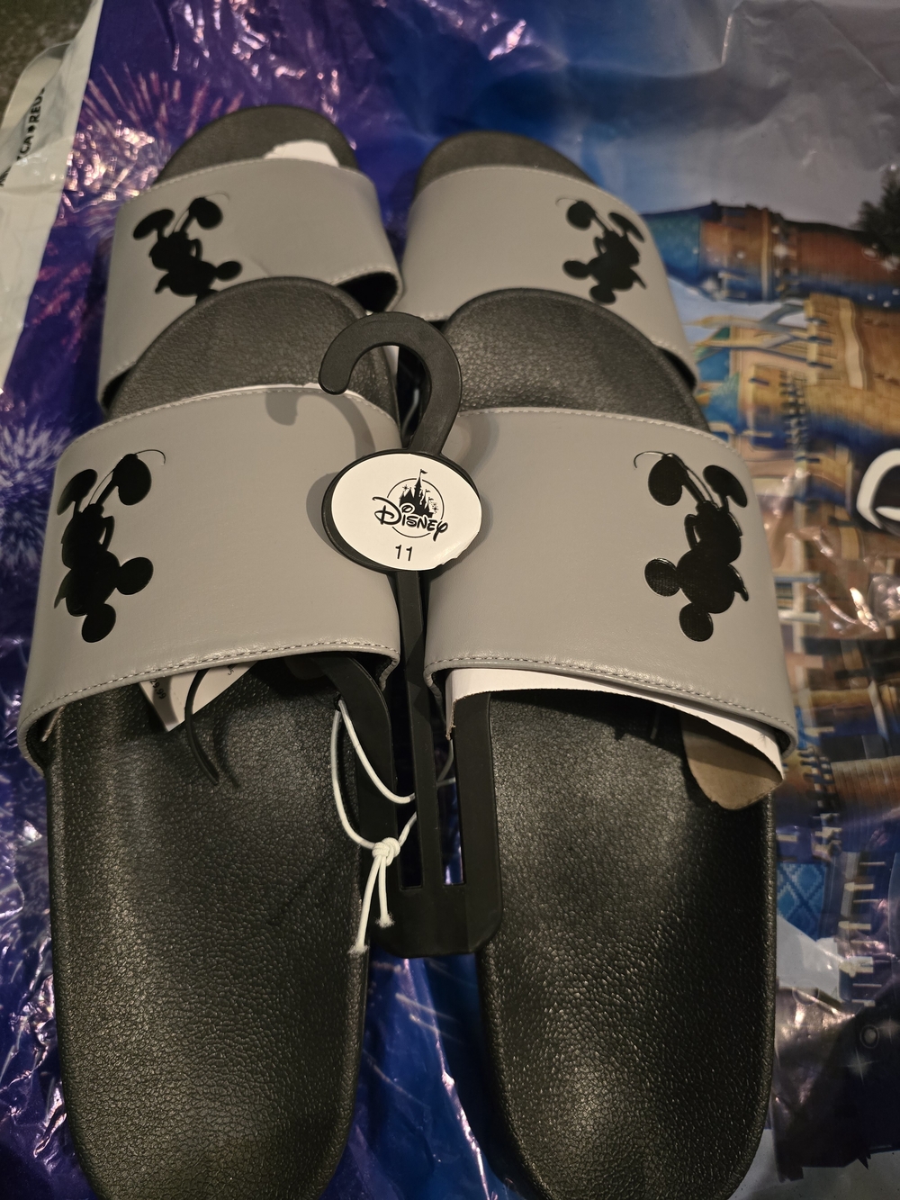 Disney Gray and Black Mickey Mouse Slide Sandals
